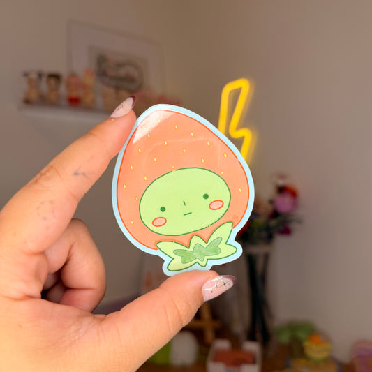 curious strawberry sticker