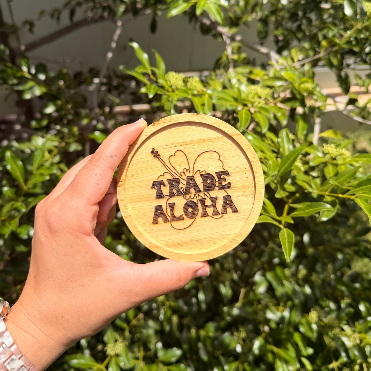 trade aloha bamboo coaster