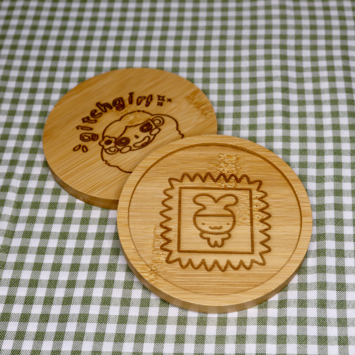 egg watch bamboo coaster