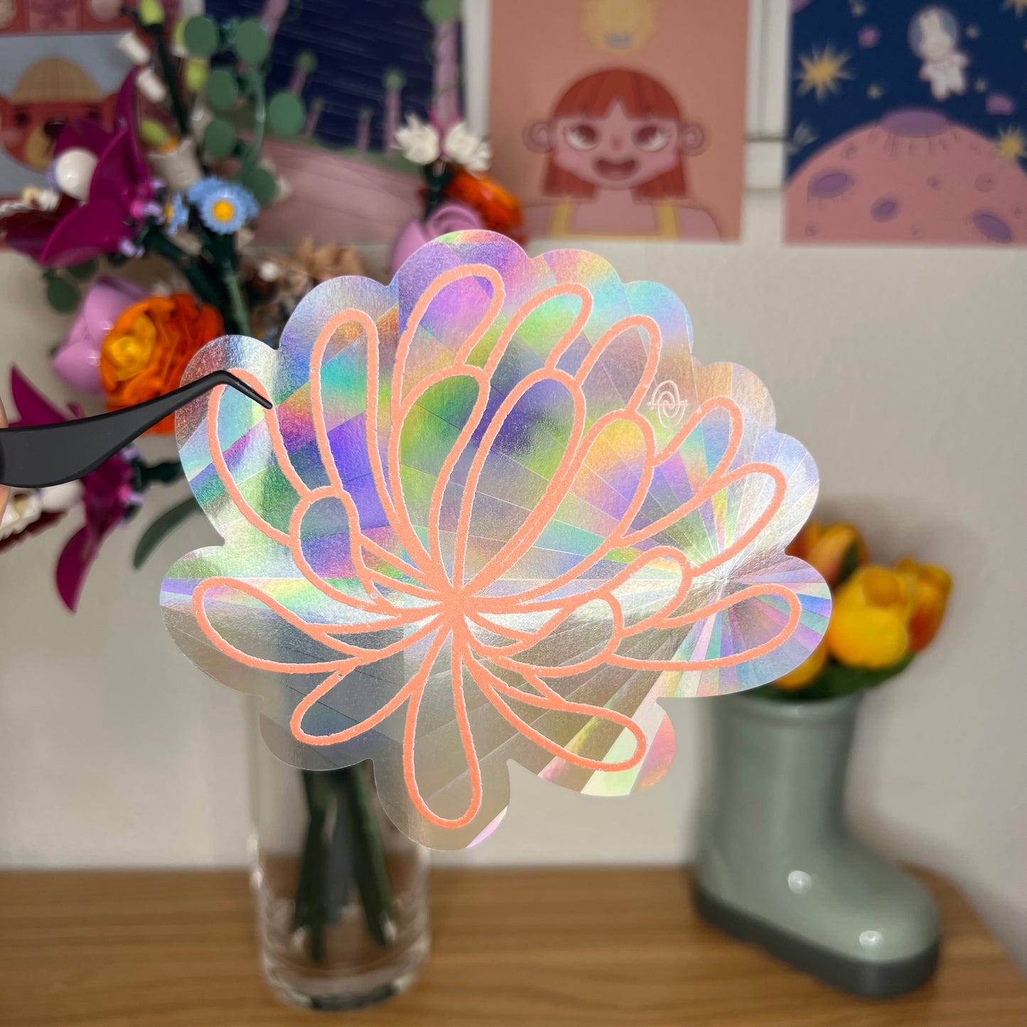 chrysanthemum suncatcher decal