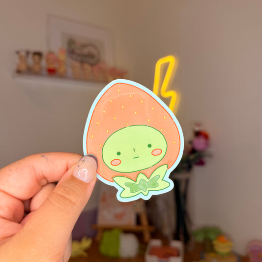 curious strawberry sticker