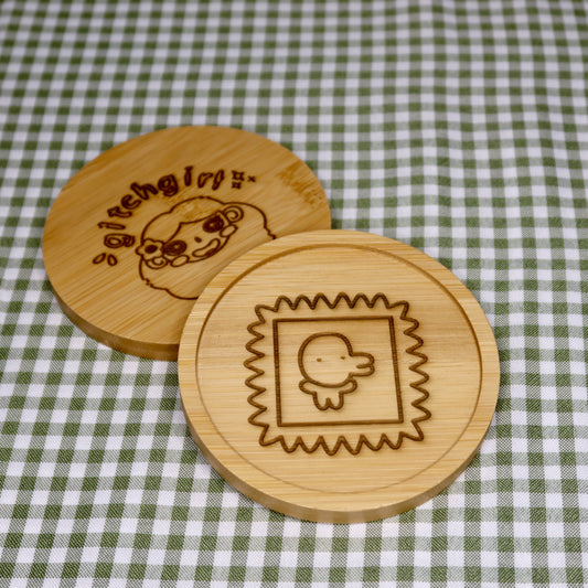 egg watch bamboo coaster