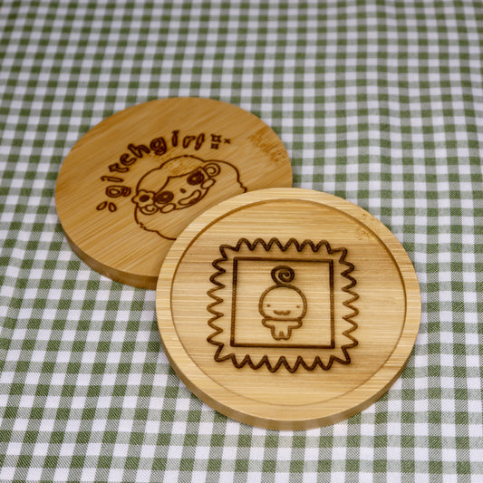 egg watch bamboo coaster